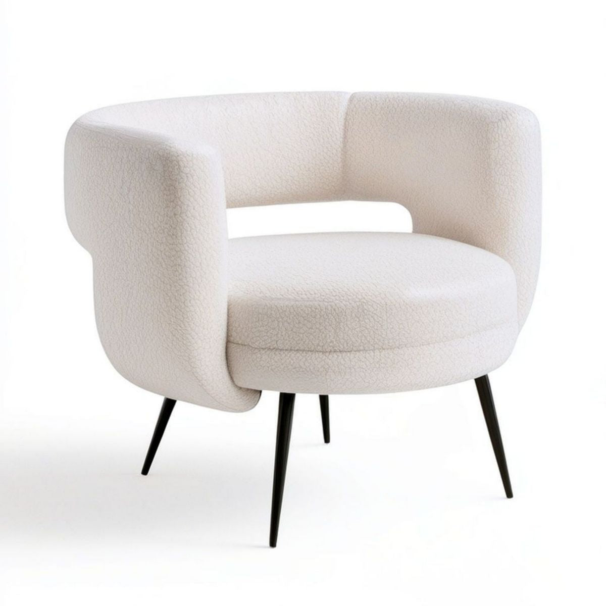 Fotel kubełkowy bouclé kremowo-czarny 75 × 72 × 78 cm