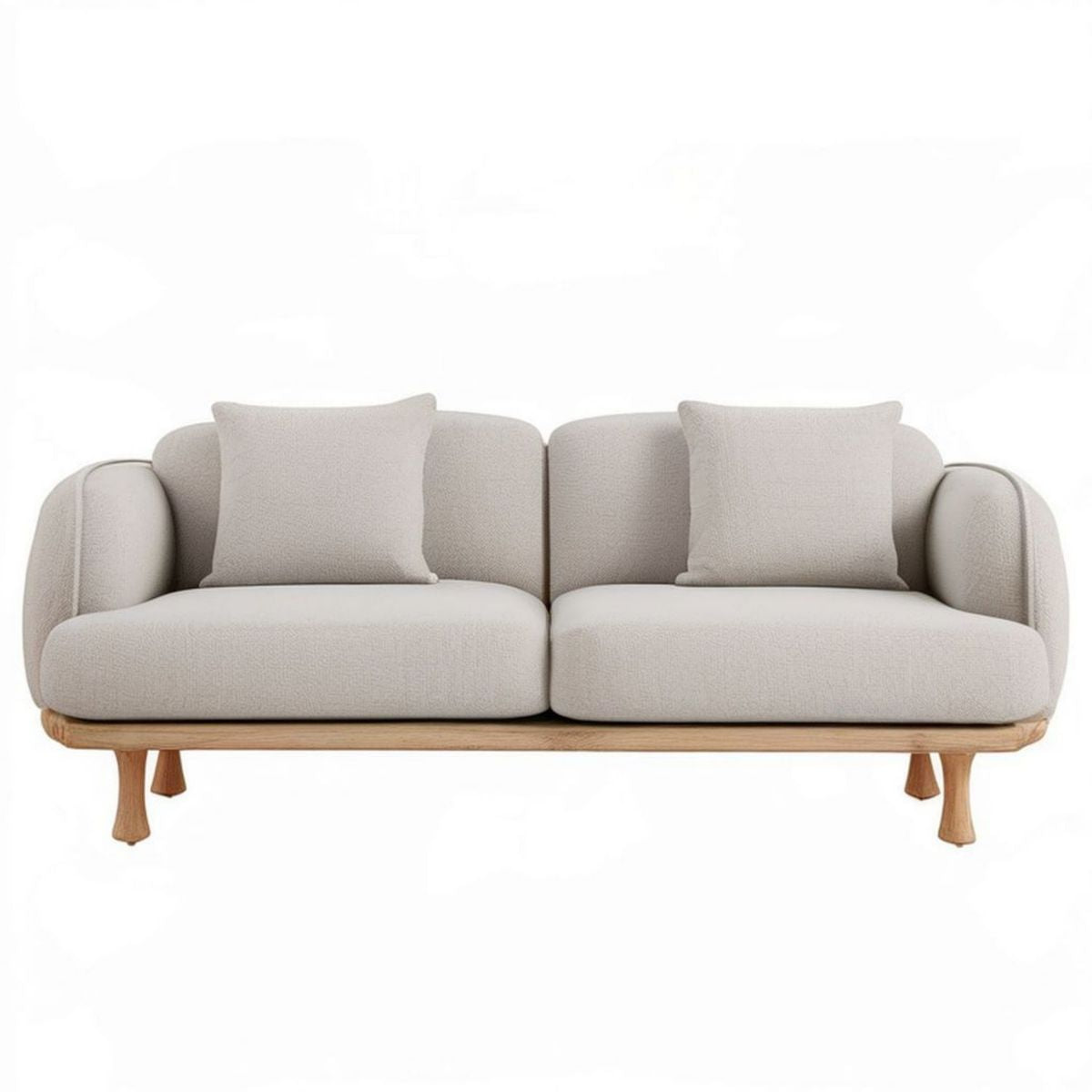 Sofa dwuosobowa skandynawska 170 x 85 x 78 cm beżowa z podstawą z jasnego drewna