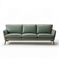 Zielona sofa trzyosobowa z tapicerką PU i czarnymi nogami, 220 x 90 x 85 cm