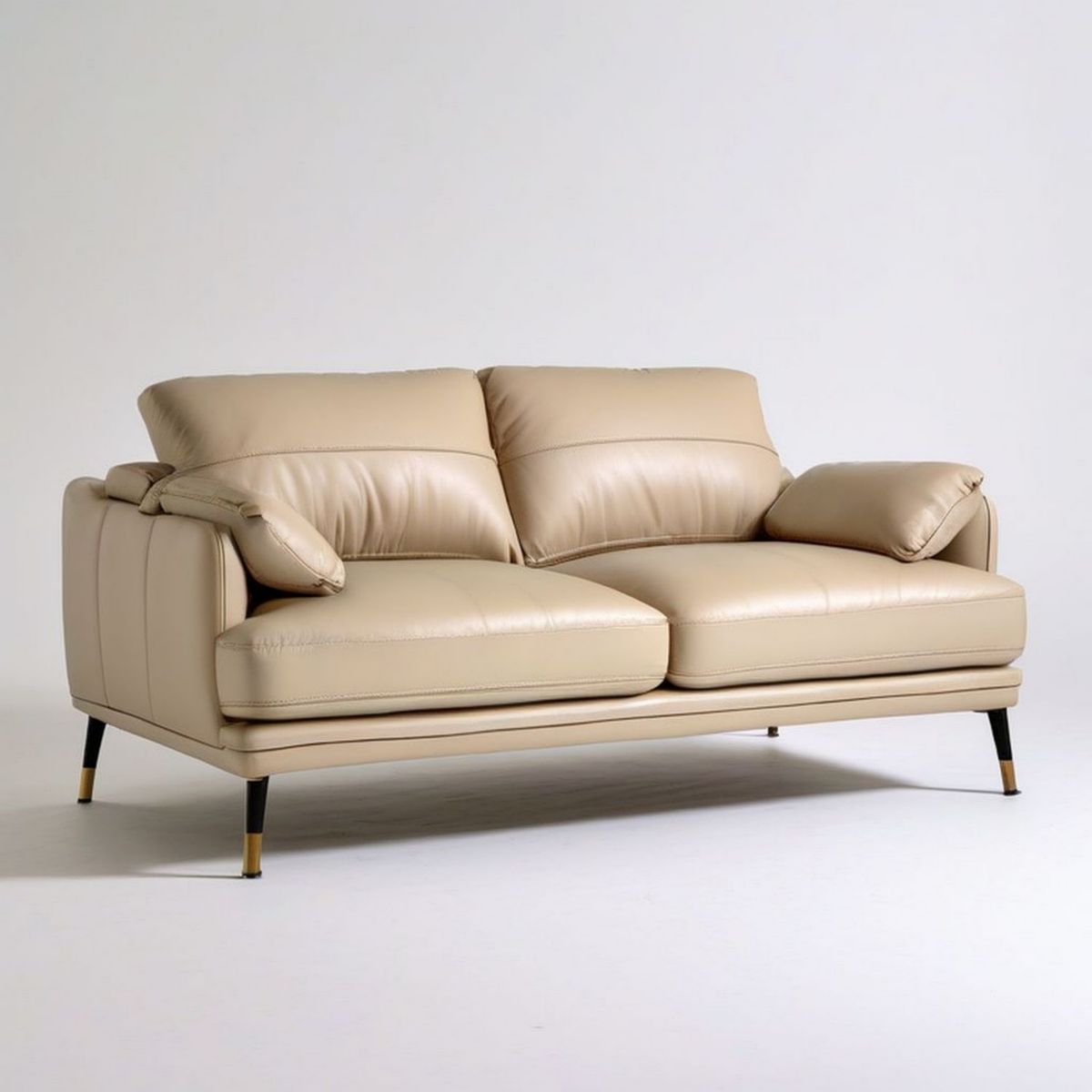 Beżowa sofa dwuosobowa ze skóry PU 180 x 90 x 88 cm