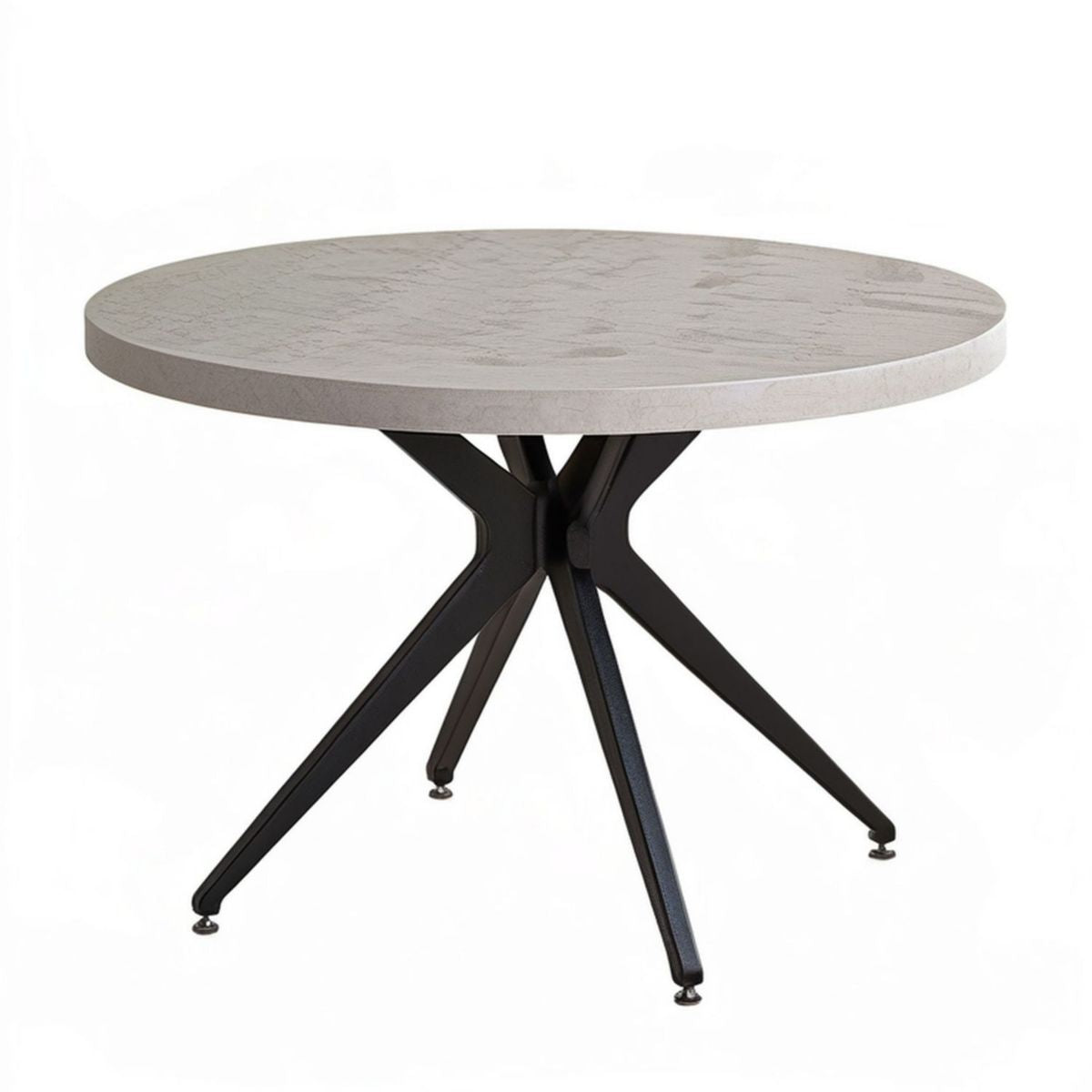 Okrągły stół 120 × 120 × 75 cm z blatem MDF jasnoszarym i czarną stalową podstawą