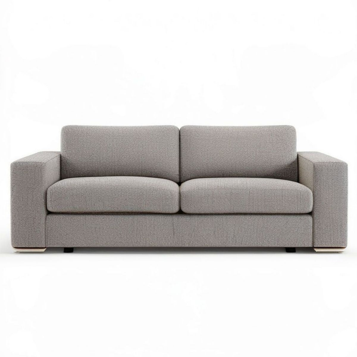 Sofa dwuosobowa do salonu 180 x 90 x 85 cm szarobeżowa z tapicerką bouclé