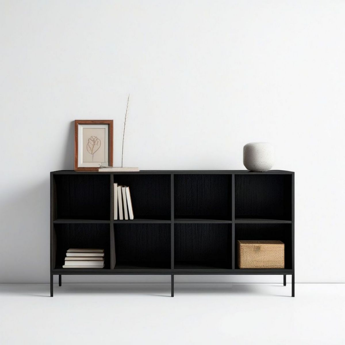 Czarny regał 160 x 40 x 90 cm z płyty MDF i stali