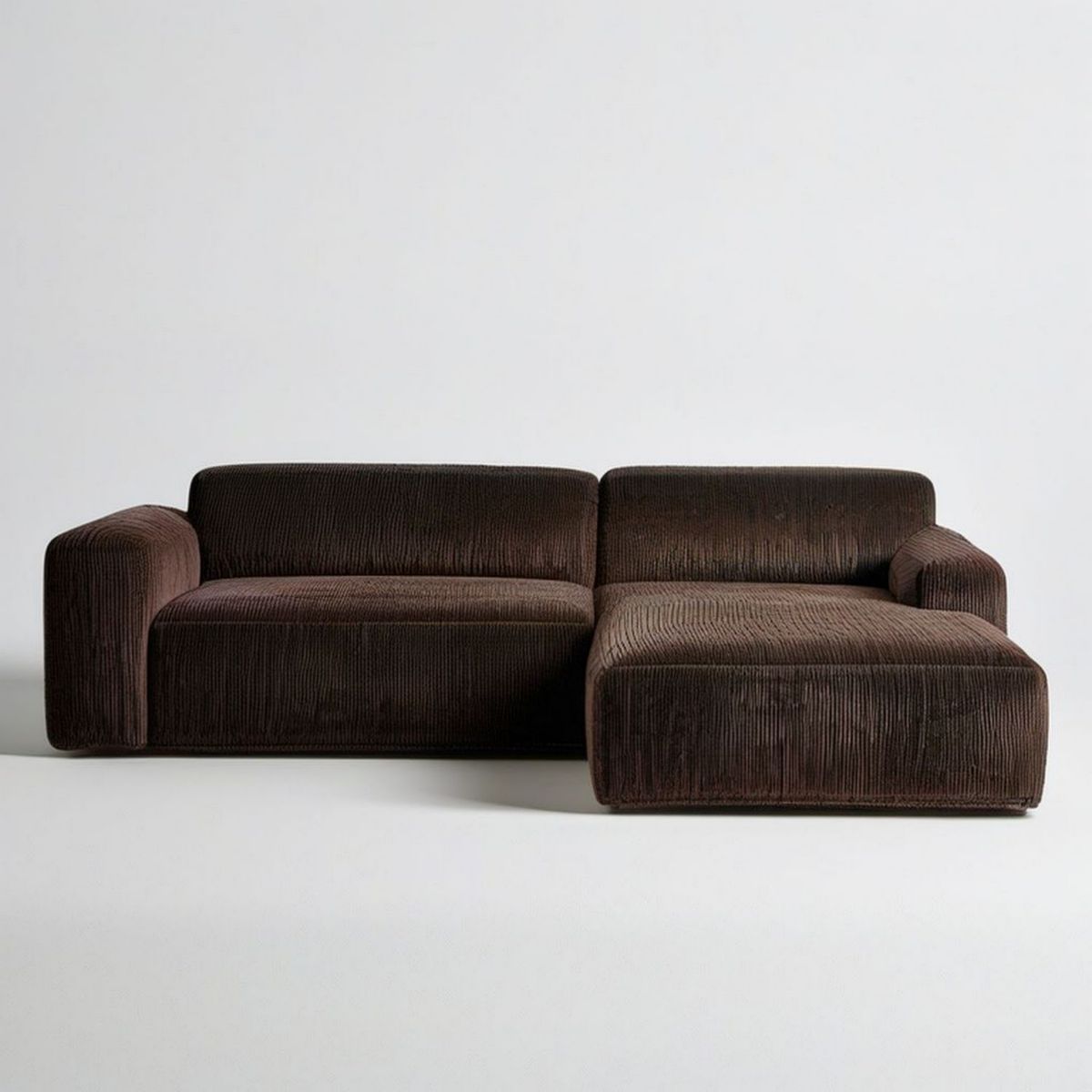 3-osobowa sofa narożna z prawostronnym szezlongiem 280 × 170 × 75 cm, ciemnobrązowa, sztruksowa